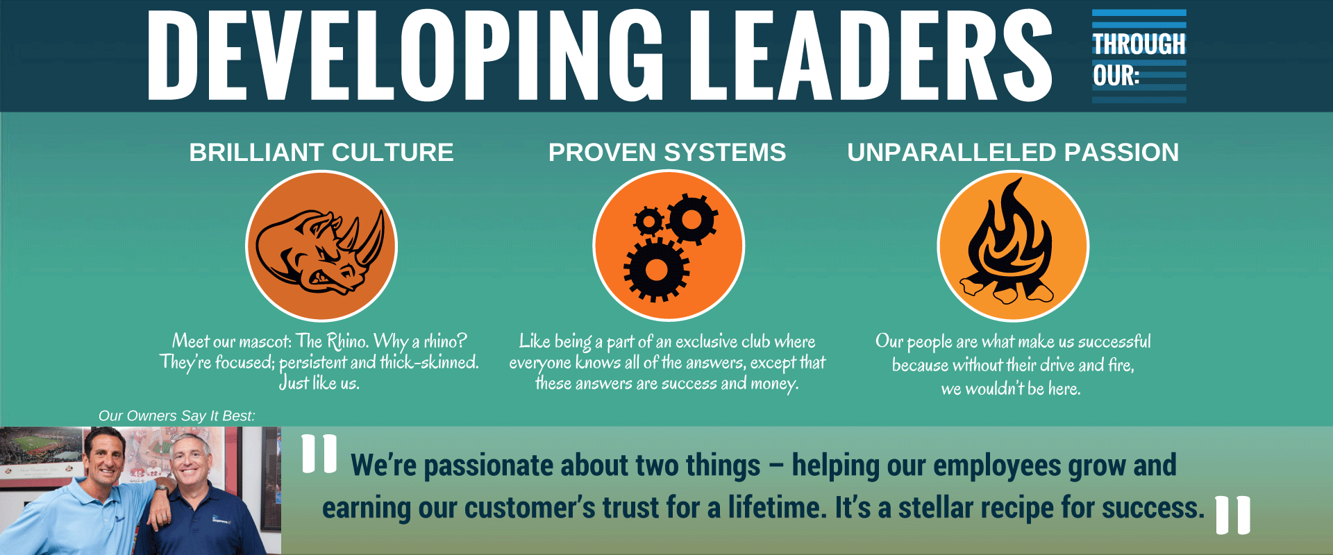 Our brilliant culture, systems and passion provide foundation for great jobs.